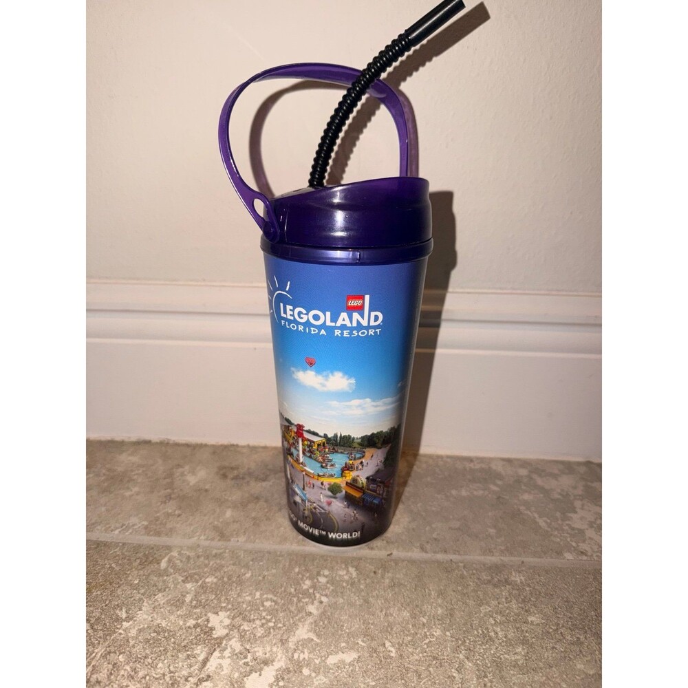 Cup Souvenir Legoland Park Cup w Straw purple friends cat city
